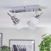 Maren ceiling light, ceiling spotlight LED chrome, matt nickel, 2-light sources