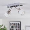 Maren ceiling light, ceiling spotlight LED chrome, matt nickel, 2-light sources