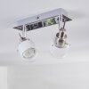 Maren ceiling light, ceiling spotlight LED chrome, matt nickel, 2-light sources