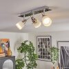 Maren ceiling light, ceiling spotlight LED chrome, matt nickel, 3-light sources