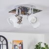 Maren ceiling light, ceiling spotlight LED chrome, matt nickel, 4-light sources