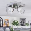 Maren ceiling light, ceiling spotlight LED chrome, matt nickel, 4-light sources