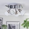 Maren ceiling light, ceiling spotlight LED chrome, matt nickel, 4-light sources