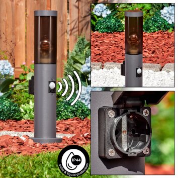 Sessa outdoor socket, pedestal light, path light anthracite, 1-light source, Motion sensor