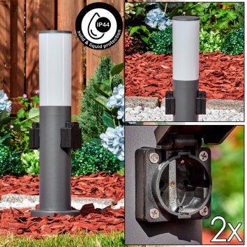 Caserta outdoor socket, pedestal light, path light anthracite, 1-light source