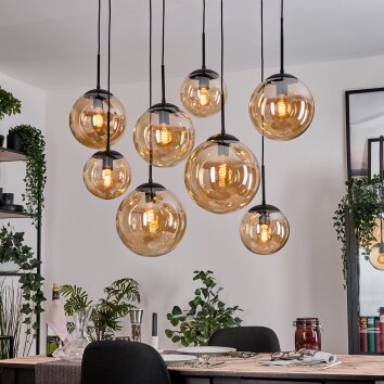 Gastor hanging light, globe light, pendant light Amber, 8-light sources