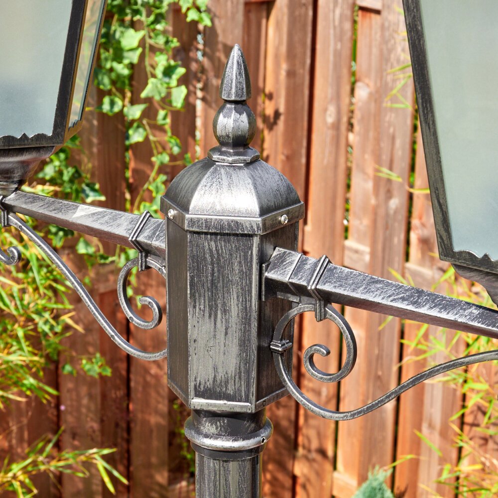 Lignac lamp post, path light black, silver, 2-light sources