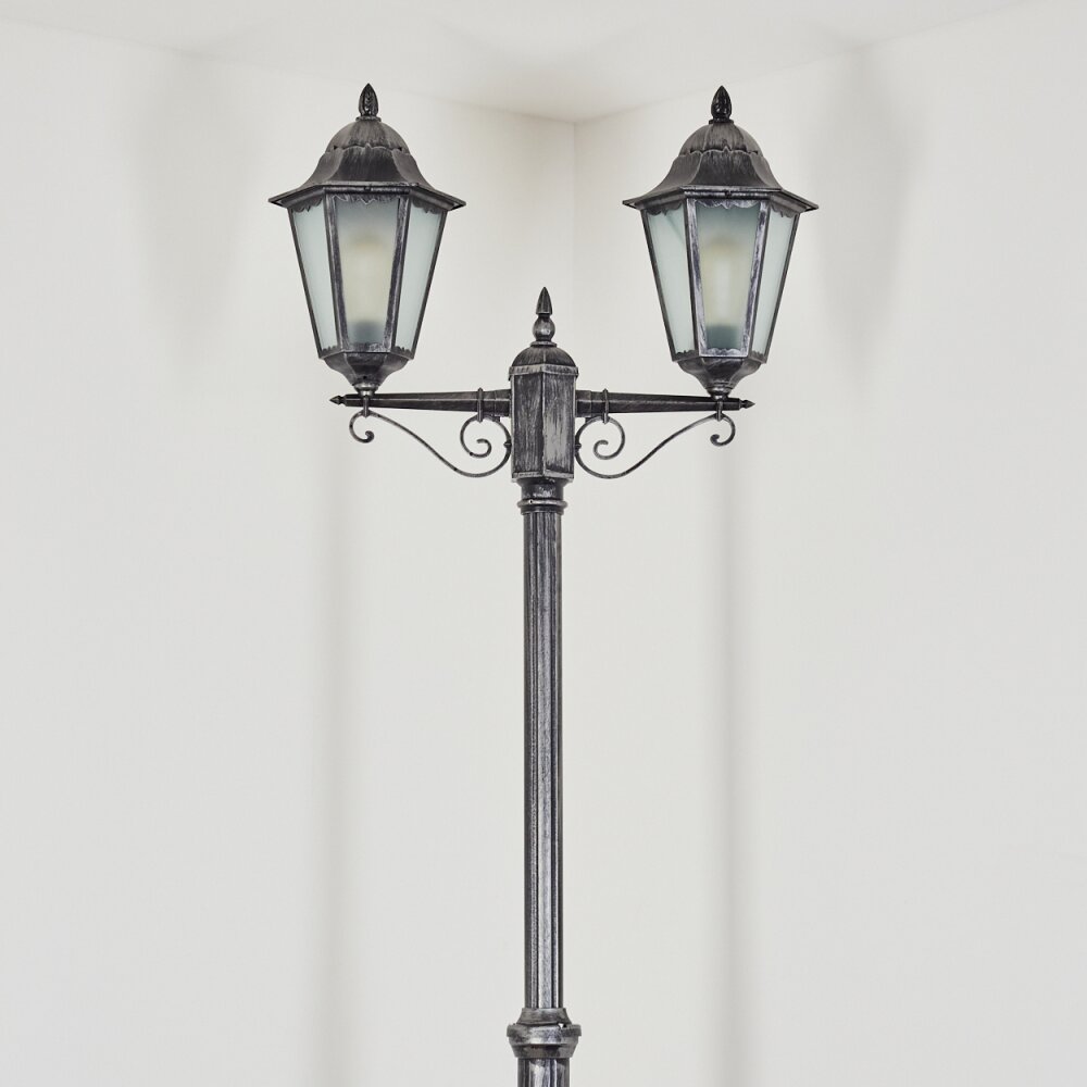 Lignac lamp post, path light black, silver, 2-light sources