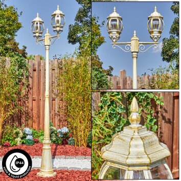 Lentua lamp post, path light gold, white, 2-light sources