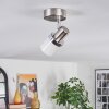 Davor ceiling light, ceiling spotlight chrome, matt nickel, 1-light source