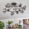 Chehalis ceiling light, globe light 76 cm clear, Smoke-coloured, 12-light sources