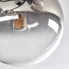 Chehalis ceiling light, globe light 76 cm clear, Smoke-coloured, 12-light sources