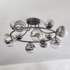 Chehalis ceiling light, globe light 76 cm clear, Smoke-coloured, 12-light sources