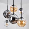 Gastor hanging light, globe light, pendant light Amber, clear, Smoke-coloured, 6-light sources