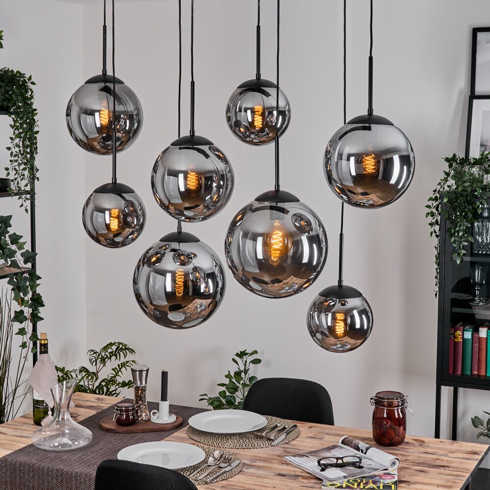 Gastor hanging light, globe light, pendant light Smoke-coloured, 8-light sources main product photo