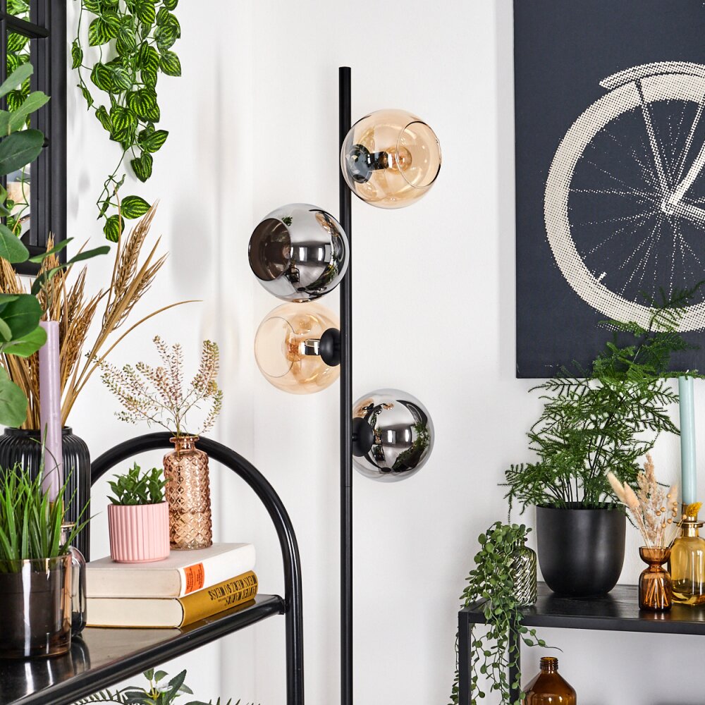 Koyoto floor lamp 31 cm Amber, chrome, Smoke-coloured, 4-light sources