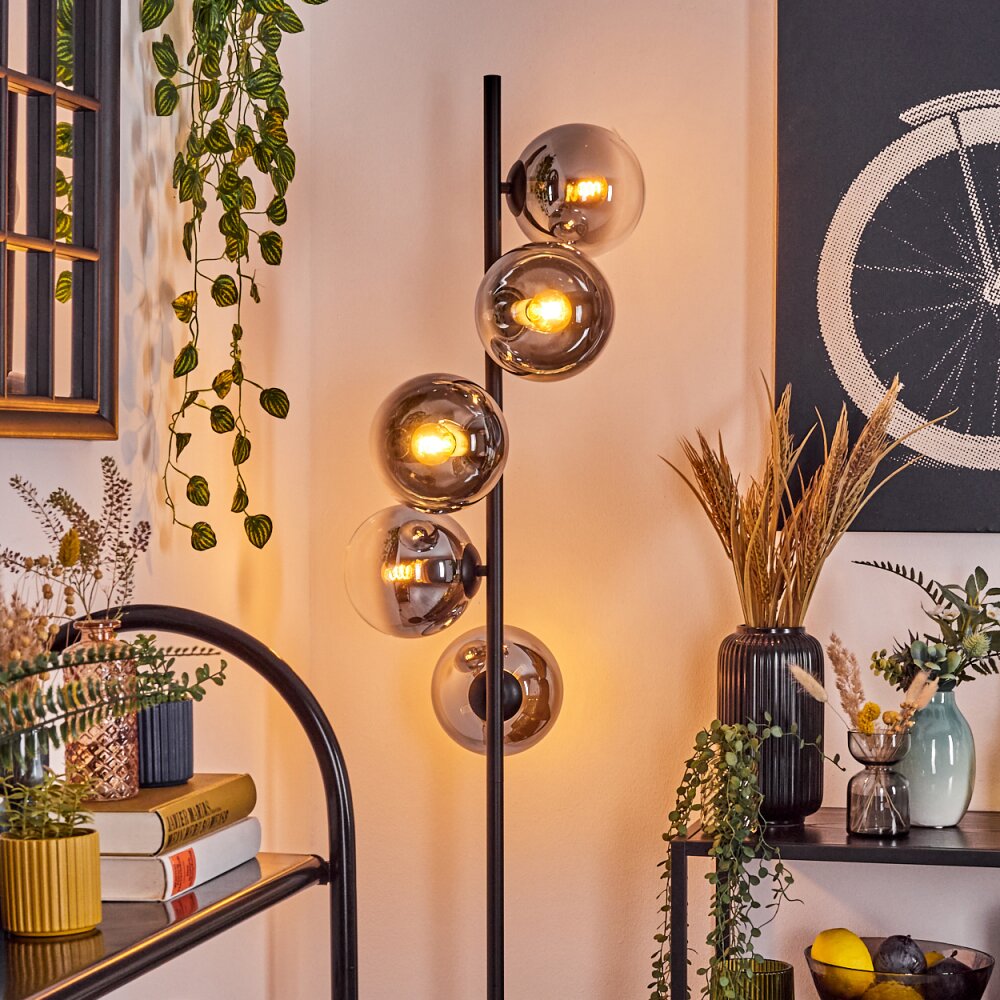 Gastor floor lamp 33 cm chrome, clear, Smoke-coloured, 5-light sources