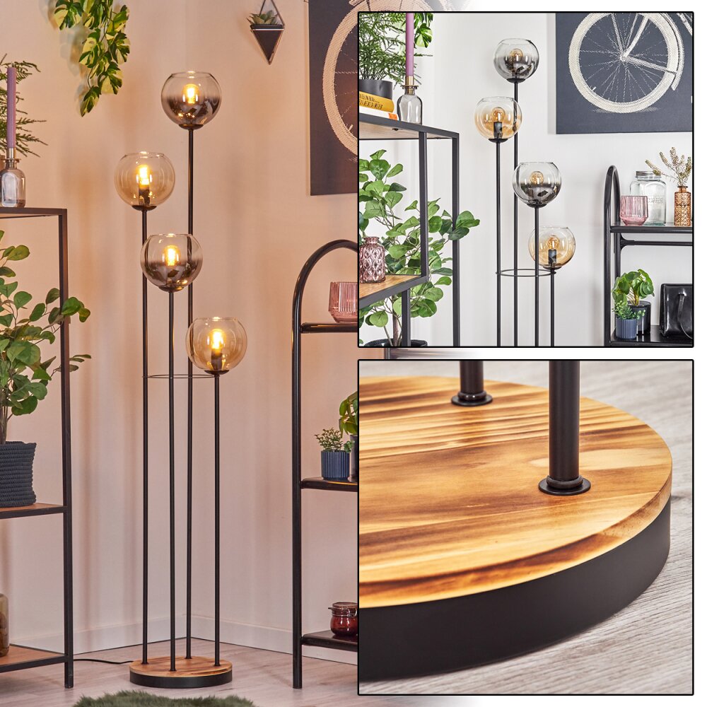 Koyoto floor lamp 30 cm Light wood, black, 4-light sources main product photo