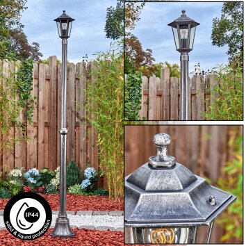 Loria lamp post, path light black, silver, 1-light source