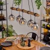 Ripoll hanging light, globe light, pendant light chrome, Smoke-coloured, 5-light sources