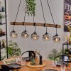 Ripoll hanging light, globe light, pendant light chrome, Smoke-coloured, 5-light sources