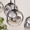 Ripoll hanging light, globe light, pendant light chrome, Smoke-coloured, 5-light sources