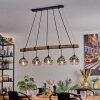 Ripoll hanging light, globe light, pendant light chrome, Smoke-coloured, 5-light sources