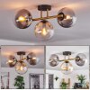 Gastor ceiling light, globe light gold, black, 3-light sources