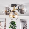 Gastor ceiling light, globe light gold, black, 3-light sources