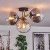 Gastor ceiling light, globe light gold, black, 3-light sources