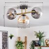 Gastor ceiling light, globe light gold, black, 3-light sources