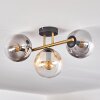 Gastor ceiling light, globe light gold, black, 3-light sources