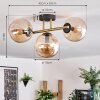 Gastor ceiling light, globe light 42 cm gold, black, 3-light sources