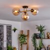 Gastor ceiling light, globe light 42 cm gold, black, 3-light sources