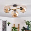 Gastor ceiling light, globe light 42 cm gold, black, 3-light sources