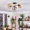 Gastor ceiling light, globe light 42 cm gold, black, 3-light sources