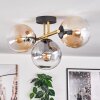 Gastor ceiling light, globe light 42 cm gold, black, 3-light sources