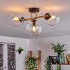 Gastor ceiling light, globe light 42 cm gold, black, 3-light sources