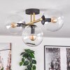 Gastor ceiling light, globe light 42 cm gold, black, 3-light sources