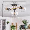 Gastor ceiling light, globe light 42 cm gold, black, 3-light sources