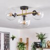 Gastor ceiling light, globe light 42 cm gold, black, 3-light sources