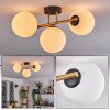 Gastor ceiling light, globe light 42 cm gold, black, 3-light sources