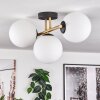 Gastor ceiling light, globe light 42 cm gold, black, 3-light sources