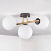 Gastor ceiling light, globe light 42 cm gold, black, 3-light sources