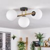 Gastor ceiling light, globe light 42 cm gold, black, 3-light sources