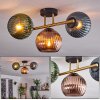 Koyoto ceiling light, globe light 30 cm gold, black, 3-light sources