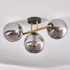 Gastor ceiling light, globe light 42 cm gold, black, 3-light sources