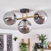 Gastor ceiling light, globe light 42 cm gold, black, 3-light sources