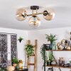 Gastor ceiling light, globe light 42 cm gold, black, 3-light sources