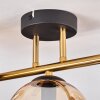 Gastor ceiling light, globe light 42 cm gold, black, 3-light sources